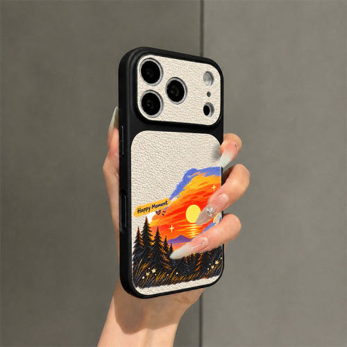 火凤咖啡小猫适用苹果18promax手机壳iPhone17新款16pro可爱15Plus高级感15创意14日落13ins风12仿原小羊皮11