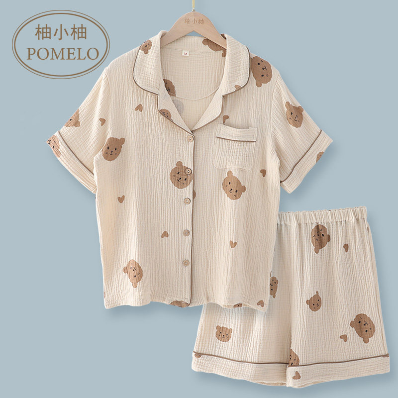 夏季薄款纯棉纱布简约卡通情侣全棉短袖短裤家居服睡衣套装男女,女士内衣/男士内衣/家居服,睡衣/家居服套装,淘宝优惠券,粉丝福利购,淘宝优惠卷