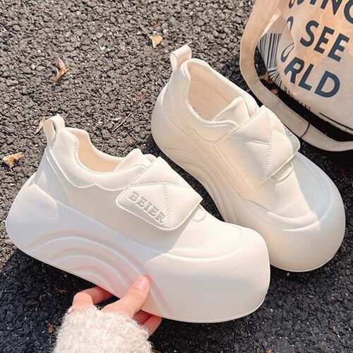 魔术贴厚底松糕增高丑萌大头小白鞋子女夏2025春秋季新款爆款板鞋