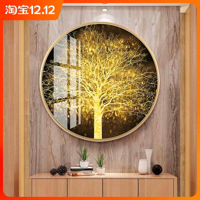 圆形晶瓷画玄关画过道走廊画艺术画现代烤瓷画沙发客厅圆装饰挂画