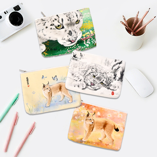 雪豹猞猁凌小芒桑桑便携布艺收纳包零钱包西宁野生动物园生态文创