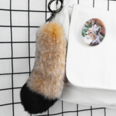 仿真猞猁尾巴兔毛挂饰毛绒包包挂件汽车钥匙扣可爱配饰