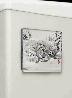 雪豹凌小蛰凌小芒亚克力方形冰箱贴纪念款西宁野生动物园生态文创
