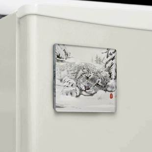 雪豹凌小蛰凌小芒亚克力方形冰箱贴纪念款西宁野生动物园生态文创