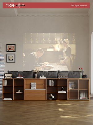 TIGO覆古组合书柜展示隔断柜樱桃实木家用客厅收纳落地一体储物柜