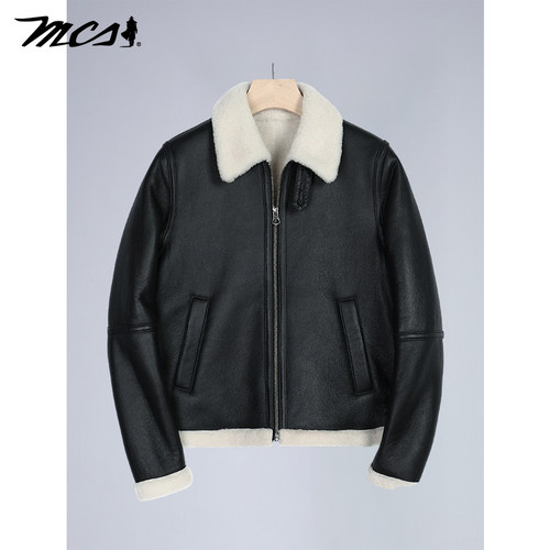 MCS巴恩风皮衣外套保暖皮夹克