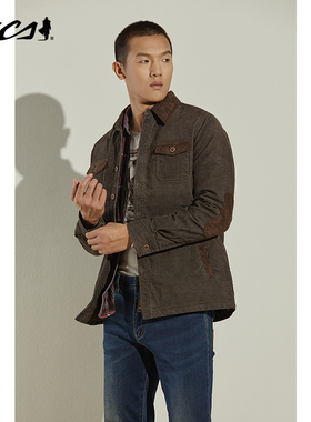 MCS男装源自万宝路春季棉质衬衫领修身外套美式休闲潮流棉衣棉服