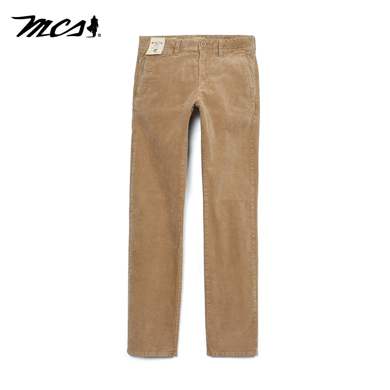 MCS男装源自万宝路秋季新品男士休闲裤美式棉弹纯色直筒长裤子男