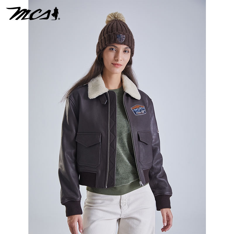 G1飞行员夹克羽绒女皮衣