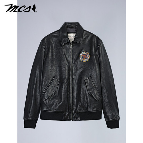 男女同款绵羊皮飞行员皮衣