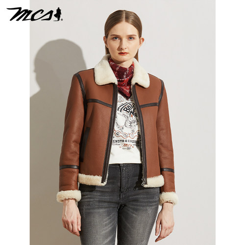 MCS巴恩风皮衣欧美短款皮衣