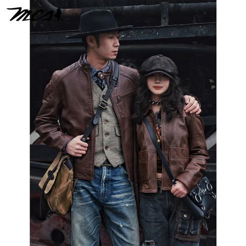 MCS贴袋亮珠潮流品质情侣羊皮衣