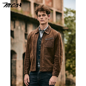 皮衣美式 复古做旧新款 工装 MCS源自万宝路皮工装 男士 上衣外套夹克