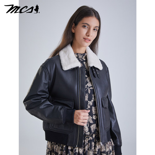 MCS女皮毛一体G1飞行员真皮皮衣