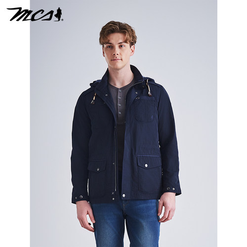 MCS男装源自万宝路秋季美式休闲潮流连帽夹克复古时尚高级感外套