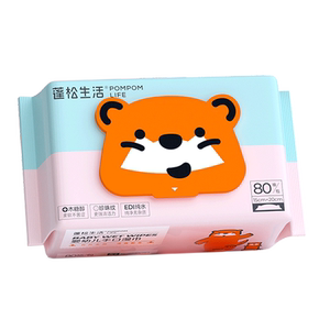 蓬松生活婴儿湿巾手口专用加厚款80抽大包装宝宝儿童湿纸巾家庭装