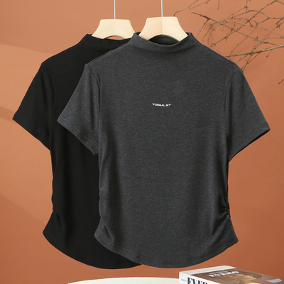 半高领短袖t恤女早秋2025新款