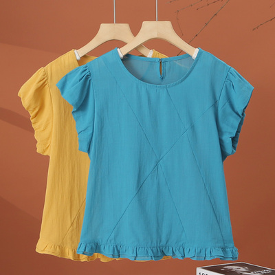 飞飞袖无袖衬衫女夏季2025新款