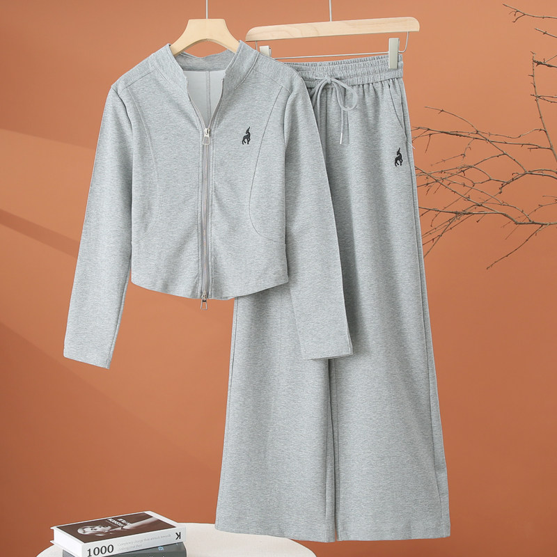 时尚休闲运动服套装女春季2026新款女装洋气减龄时髦阔腿裤两件套