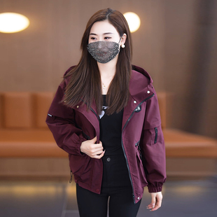 连帽夹克外套女春秋薄款2026新款春款小个子韩版宽松休闲女士上衣