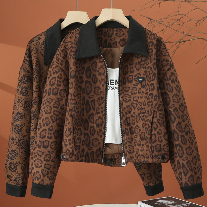 休闲豹纹外套女春秋2026年新款今年流行爆款夹克外衣短款女士上衣