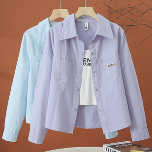 长袖衬衫外套女2026春季新款小个子时尚洋气减龄修身短款女士上衣