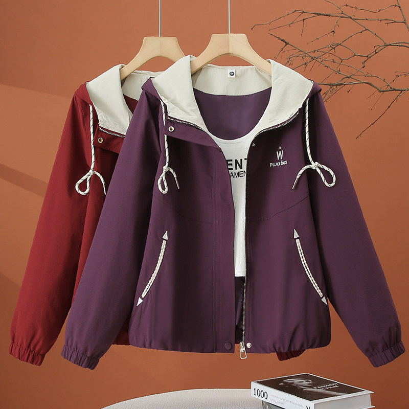 休闲连帽外套女春季2026新款爆款派克服外衣宽松百搭女士夹克上衣