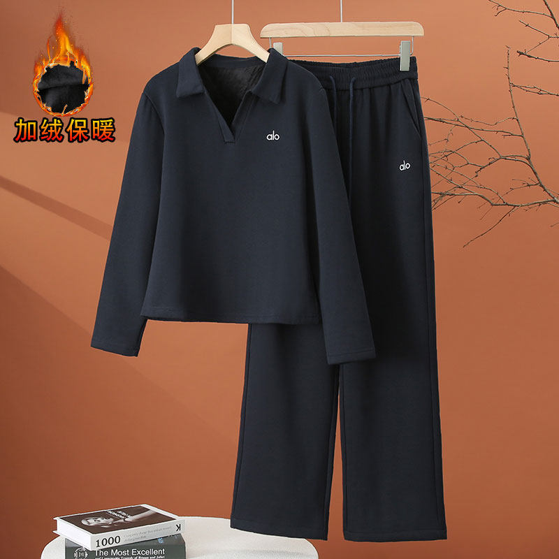 加绒加厚休闲运动套装女冬季2025新款时尚洋气减龄女士卫衣两件套