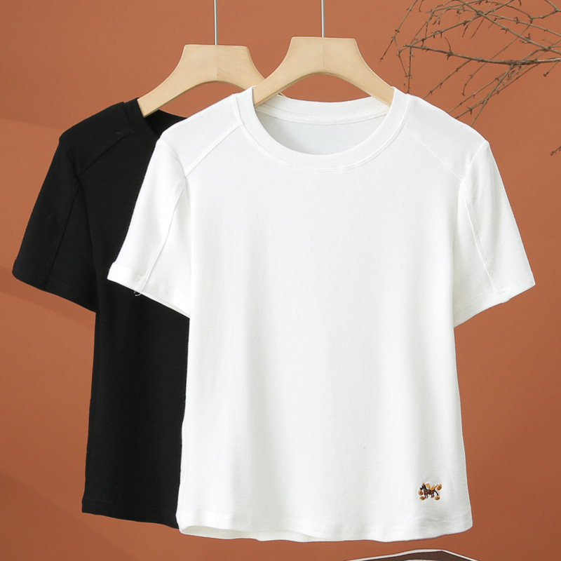 小个子短袖t恤女夏季2026新款洋气时尚小衫显瘦百搭短款白色上衣