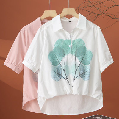 短袖印花衬衫女夏季2025新款