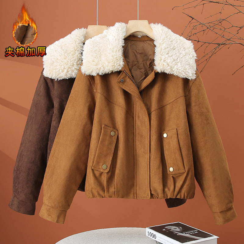 大毛领夹棉加厚外套女秋冬2025