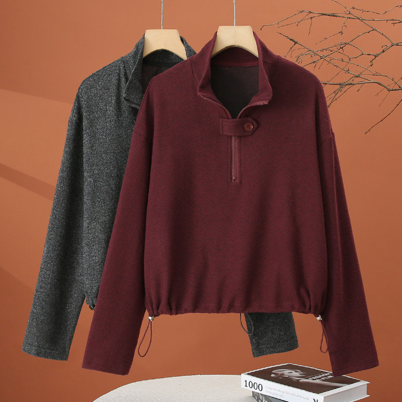 半拉链长袖立领卫衣女春季2026新款女装春装时尚洋气短款女士上衣