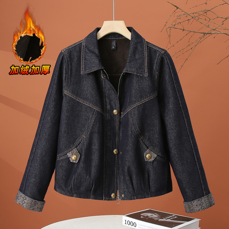加绒加厚牛仔外套女秋冬2025新款