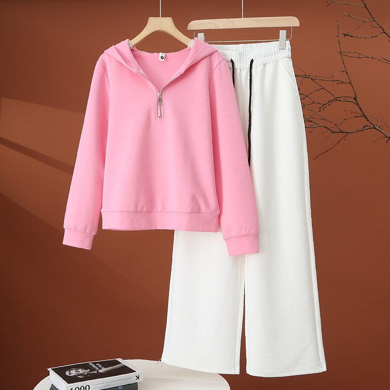 时尚休闲运动套装女春季2026新款洋气减龄卫衣松紧腰阔腿裤两件套