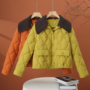 针织翻领夹棉棉服女冬季 宽松百搭棉衣外套冬天保暖棉袄子 2025新款