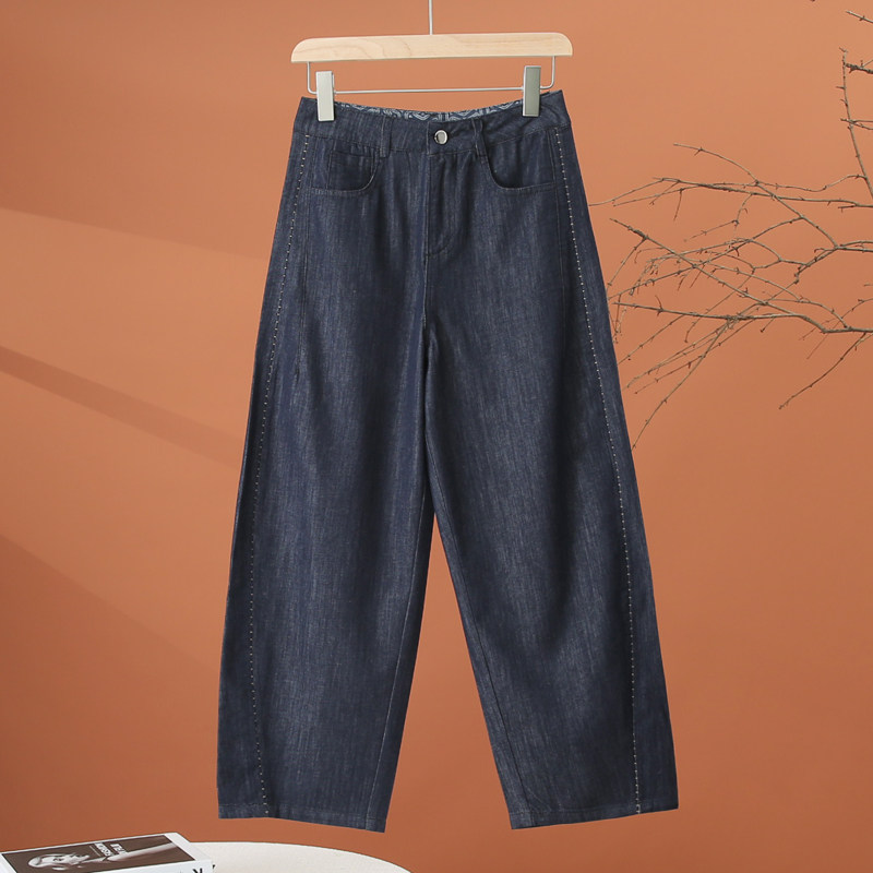 九分牛仔阔腿裤女春款2026年新款弯刀裤子高腰宽松显瘦女士休闲裤