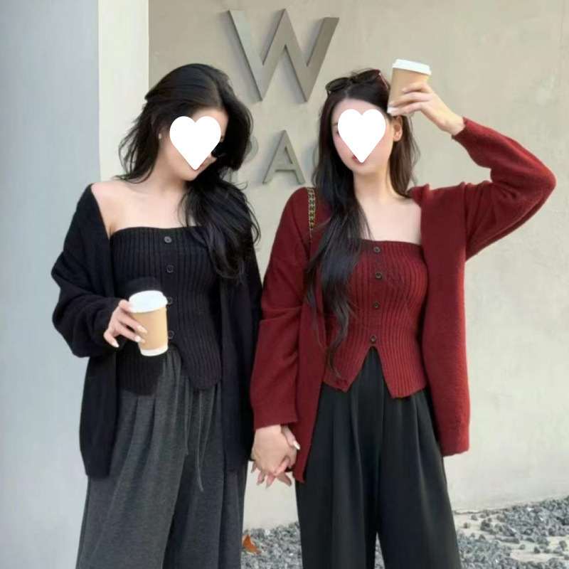 韩国气质抹胸背心针织开