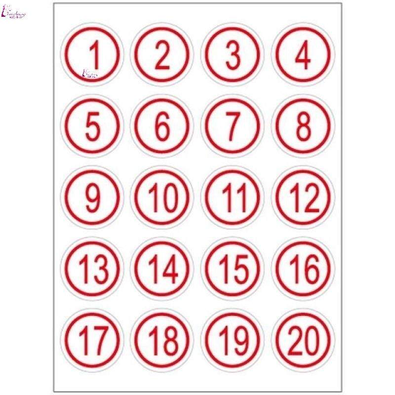 杯子记号识别贴 防水2cm圆点标签1-50-200不干胶数字贴纸工号标签