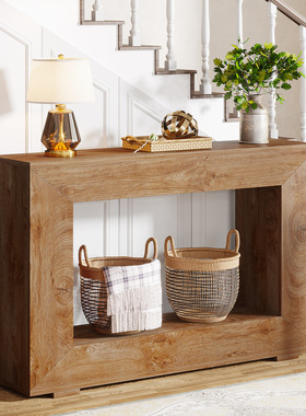 高级感玄关桌侘寂风条案酒店入户走廊非实木端景台轻奢美式玄关台