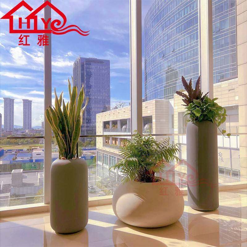 简约直筒玻璃钢圆形花盆酒店商业美陈装饰花器异形可移动种植花钵,基础建材,其它,淘宝优惠券,粉丝福利购,淘宝优惠卷