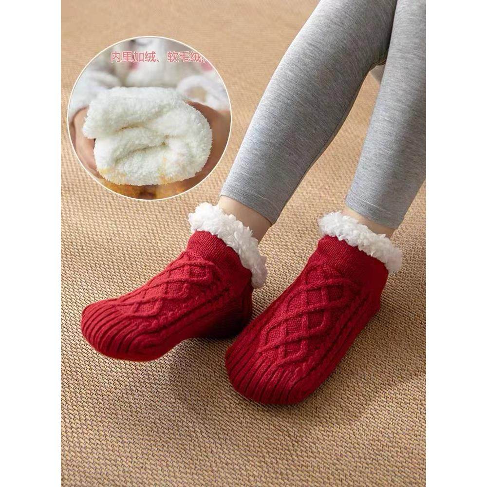 超厚加绒拖鞋袜子男士秋冬季保暖袜套居家地板防滑护脚套女款袜拖