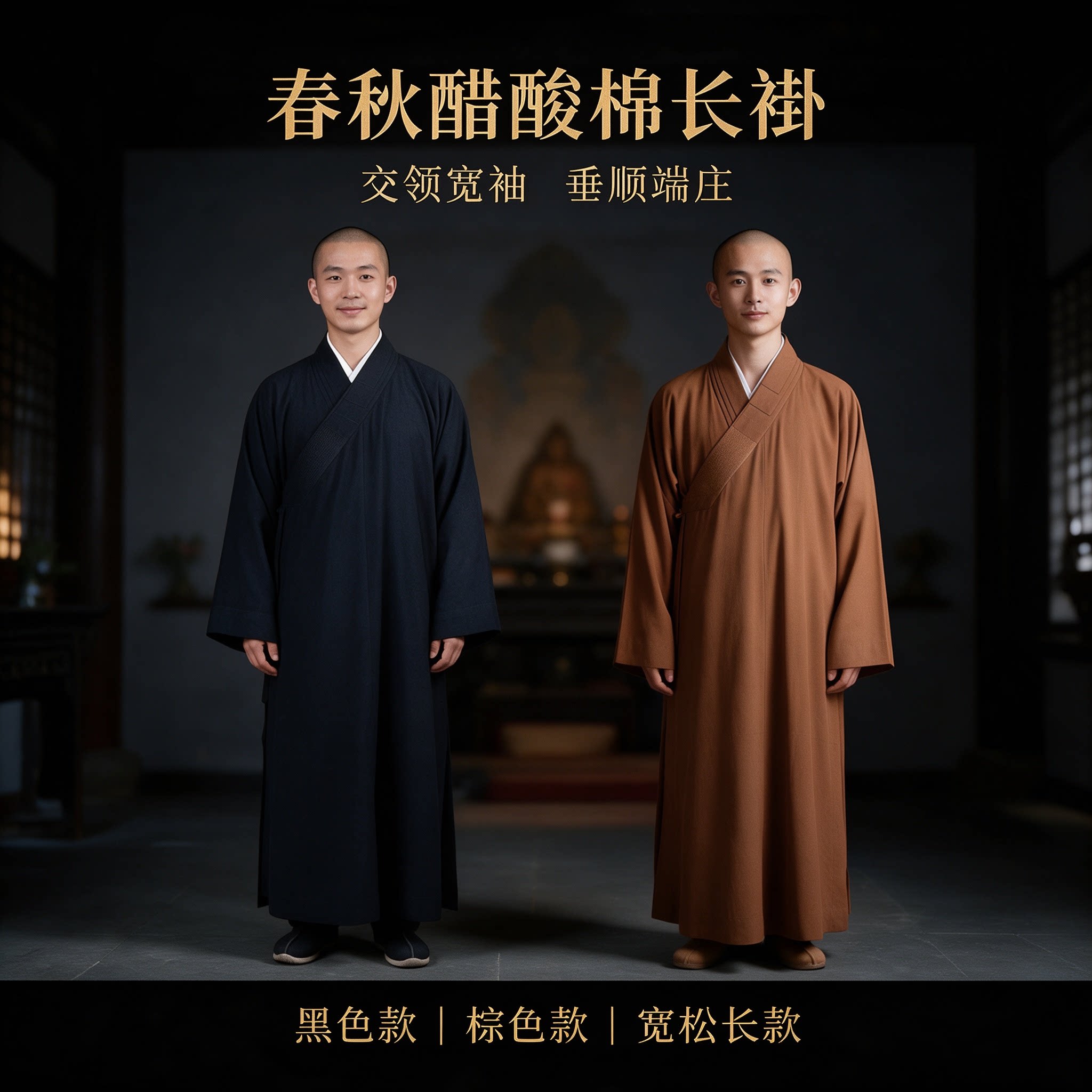 照喜迦春秋薄款透气僧服长褂