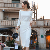 白色连衣裙女高级感法式 场合平时可穿领证小白裙登记裙子 礼服正式