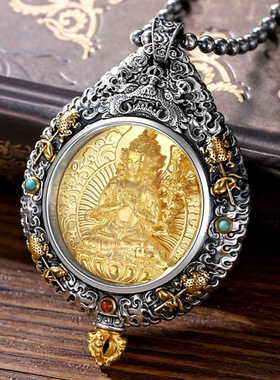 种花家无事牌银镶嵌猛犸象牙生肖本命佛九宫八卦牌泰银吊坠男女