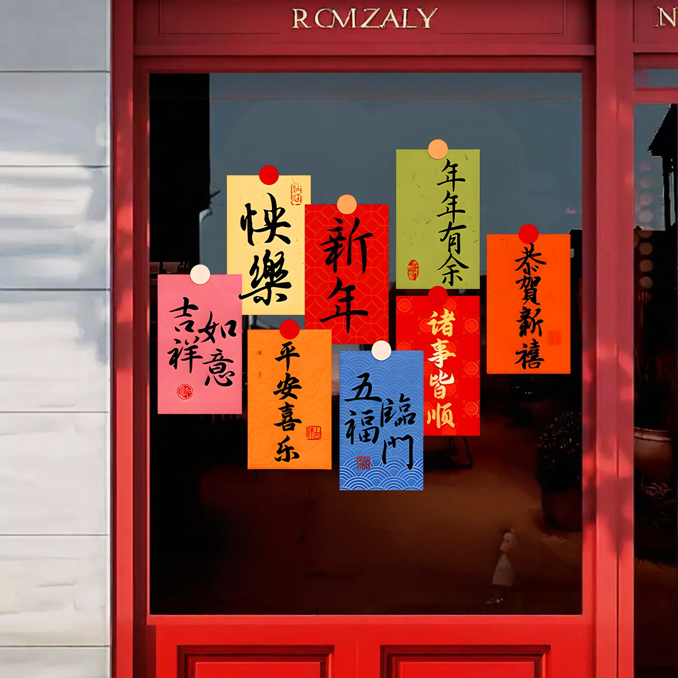 2026新年玻璃贴纸祝福标语春节过年窗花静电装饰客厅阳台场景氛围