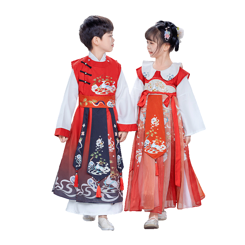 儿童汉服春秋2025新款男童古装国学服中国风女童唐装六一演出服装