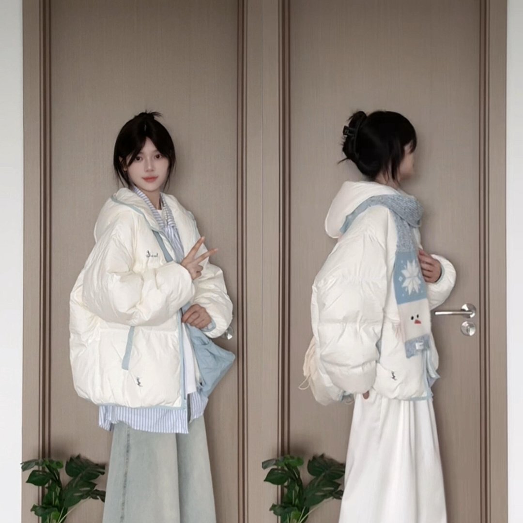 白色连帽独特超好看棉服女款20棉衣/棉服