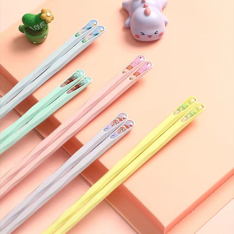 （5双装）创意日式马卡龙色防滑防霉指甲筷家用分餐高颜值合金筷