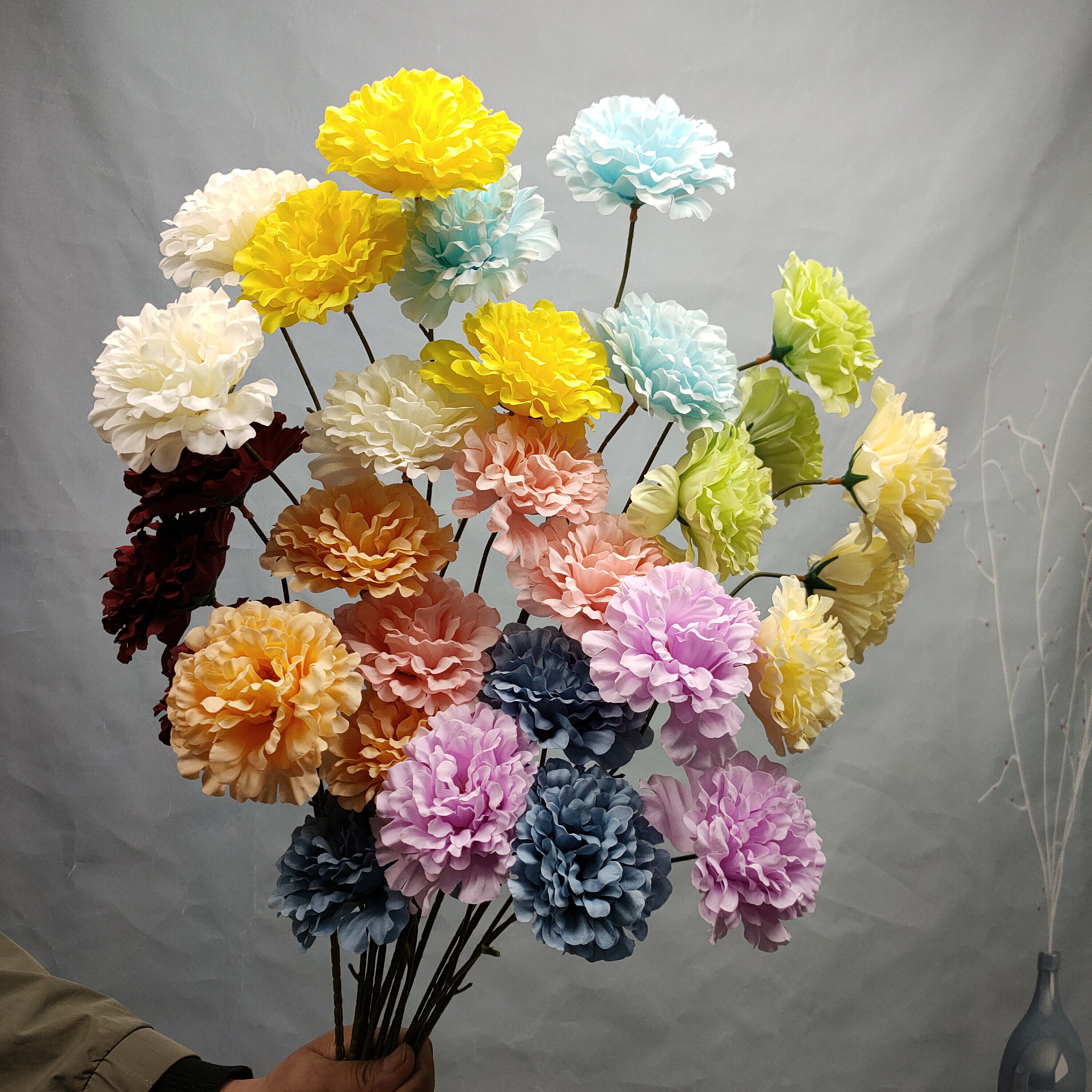 三头芙蓉牡丹婚庆仿真花批发