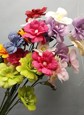 厂家直销三头凤丹牡丹仿真花绢布假花婚庆花艺商业美陈布景装饰花